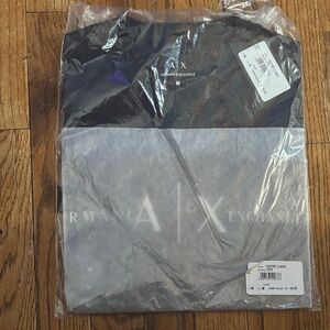 Armani Exchange Black and Gray Logo Tee